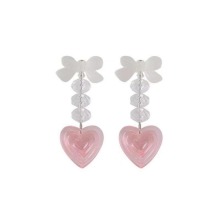 Ohrringe mit Schleife und Herz aus Kristall – Temperamentvolle Liebes-Ohrhänger – Modeschmuck