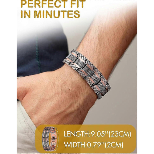 Bracciale magnetico da uomo in rame, triplamente potente, per alleviare il dolore. 2