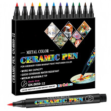 Permanent Marke Ceramics Pens 12 Colors Porcelain Paint Brush Pen for Both Glazed and Unglazed Ceramics Christmas Decoration  Markers