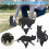 Metal Cat Garden Decor 3 Pcs Set with Reflective Eyes and Peg Insert 1