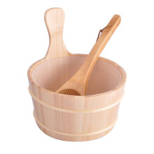 Cedar Sauna Bucket Wooden Bucket Ladle Kit 4L Wooden with Handle Bathing Accessories for Sauna, Room, Bathroom, Home