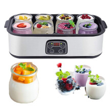 Ultimate Yogurt Makers 1400ml Yogurt Maker With 8 Glass Jars LCD Display Timer Silver