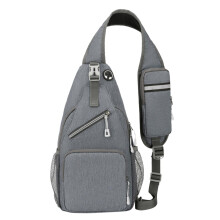 Belly bag for women and men, sport hip bag with wide shoulder strap, 01 grey