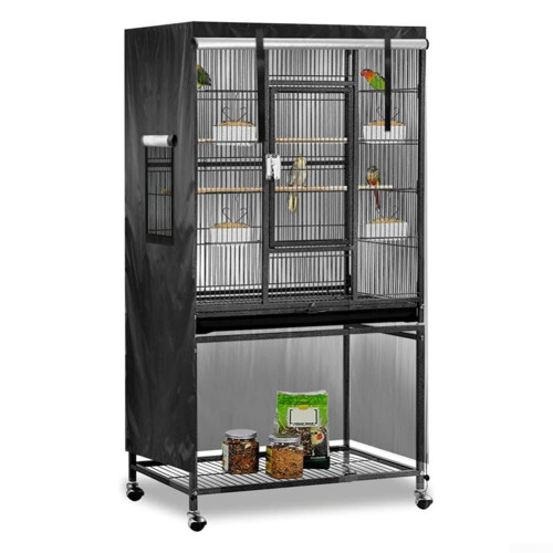 Black lightproof and waterproof bird cage cover for improved rest conditions