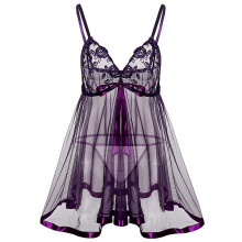Pantys Women's Lingerie Babydoll VNeck Lace Hollow Negligee Purple B 5XL