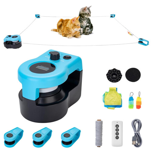 Electric Interactive Cat Toy, 2 Modes Automatic Cat Exercise Wheel Movable USB Rechargeable Cat Teaser with for Cats