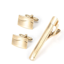 Jewelry Cufflinks Men's Shirt Cufflinks Electroplated Gold Brushed Metal Cufflinks Set Men's French Tie Clip Cufflinks