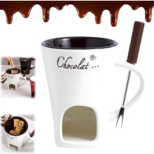 Chocolate Fondue Cup, Chocolate Fondue Cup, Fondue Chocolate Mug with Forks, Chocolate Melt Cups, Fondue Cup Set, Mini Fondue Set, Ceramic Melting Cup