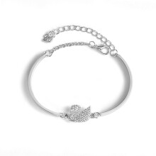 Sparkling Swan bracelet for women with rhinestones and lucky bracelet, Silver White
