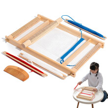 Wooden Loom for Weaving for Children, DIY Set with Wool and Accessories