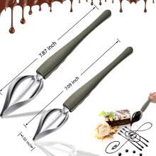 Professional Culinary Precision Drawing Decorating Spoon Set 2Piece Stainless Steel Drizzle Spoons Plating Spoon