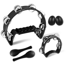 Crescent Tambourine, HalfMoon Musical Tambourine and Egg Shakers, with Ergonomic Handle Grip for Adults Kids Party, KTV, Events, Church