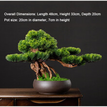 Artificial fake bonsai tree, pine bonsai, indoor decoration, fake bonsai with ceramic pot