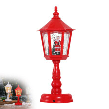 Christmas Lantern Lamp Post with LED Santa Snow Globe, Tabletop Holiday Light for Home Office Party Decor
