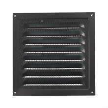 Louver Vent Grille Cover with Screen 25x25 cm Square Stainless Steel Air Outlet For Ceiling And Side Wall Black Model C