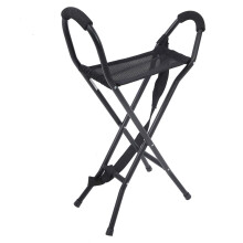 Folding Cane Stool, Portable Walking Stick Cane with Seat, Ideal for Outdoor Travel, Black