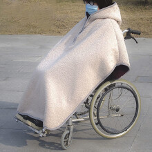 Windproof Wheelchair Cape Poncho Fleece Lined Thermal Blanket With Hood For Cold Weather Winter Warm Whole Body Coat