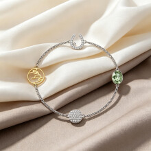 2026 New Bracelet Two Tone Horseshoe Green Crystal Charm Bracelet, Elegant Lucky Women Fashion Bracelet 5432672