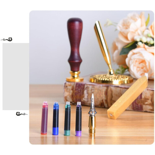 Quill and Ink Set, Retro Feather Pen,  Leather Notebook in Gift Box 2