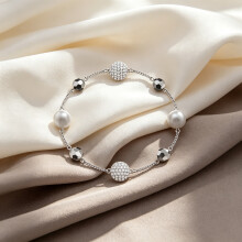 2026 New Bracelet Silver Grey Pearl Crystal Bead Bracelet, Minimalist Elegant Women Fashion Bracelet 5437865