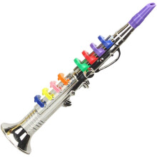 1 piece Musical Wind Instrument Clarinet for Kids Toddlers ABS Metallic Gold Clarinet with 8 Colored Keys Silver