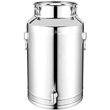 304 Stainless Steel Milk Can with Sealed Lid and Spigot for Dairy Wine Liquid Storage (28L 30x44cm)