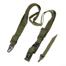 3 Point Sling Strap For Hunting Gear Nylon Construction Adjustable Upgraded Metal Hooks Green