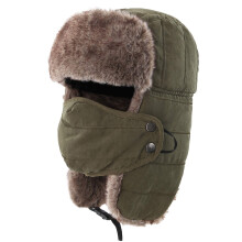 Men's Trooper Trapper Hat Warm Winter Hats with Removable Face Mask Earflaps Faux Fur Hunting Outdoor Hat Ref: 2394