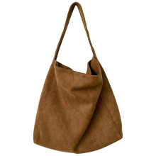 Large Suede Tote Bag For Women Slouchy Shoulder Bag Brown Suede Satchel Work Handbag Crescent Travel Winter