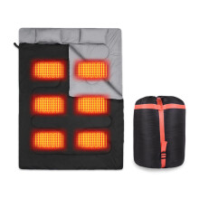 USB Heated Double Sleeping Bag for Adults, Warm Electric Bag for Camping, Hiking, Backpacking, Cold Weather, 2 Person Sleeping Bag
