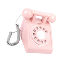 Children's Play Phone Retro Vintage Phone Toy Wooden Children's Phone Educational Toy for Toddlers Pink