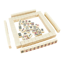 Mahjong Set, Chinese Mahjong, 144 numbered traditional Chinese Mahjong tiles with storage bag, Chinese Mahjong White 44mm.