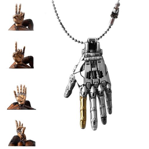 Mechanical Bionic Hand Pendant, Cool Robot Hand Charm Necklace (Silver)