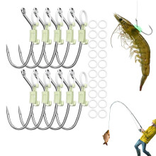 Live Shrimp Hook Luminous Bait Holder Set Carbon Steel Barbed Baitholder Fishing Hooks