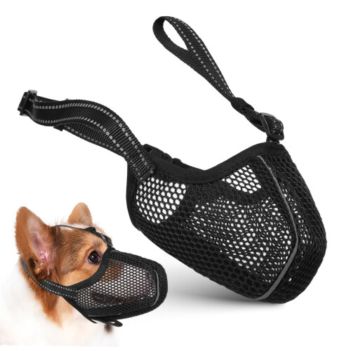 Dog muzzle, muzzle for dog grooming, pet muzzle for small pets, soft mesh dog muzzle, pet mesh muzzle, black dog net muzzle.