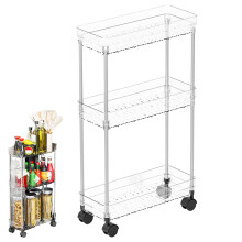 Small Rolling Cart  Layered Organizer with Wheels  Narrow Space Rolling Storage Cart with Wheels and Multilayer for Bedside and Kitchen Ref: 7326