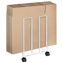 Carton Storage Rack with Caster Wheels, Cardboard Box Storage Rack, Carton Cart Stand Cardboard Organizer for Home Office Storage, White