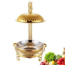 8L Hanging Lid Dining Stove Gold Chafing Dish Buffet Set With Detachable Cover Bracket Food Service
