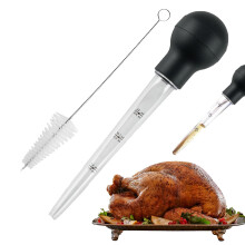 Roasting Syringe Pipette for Kitchen with Cleaning Brush 1 Pipette Cooking Set Turkish Syringe Oil Dropper for Cooking BBQ Chicken Turkey Grill