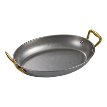 Stainless Steel Oval Paella Pan Vintage Seafood Pot NonStick DualHandle Paella Cookware For Home Or Restaurant 16cm