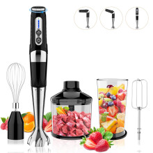 Cordless Hand Blender 4in1 USB Rechargeable Immersion Blender with 21Speed Control for Smoothies, Soup, Baby Food (Black)
