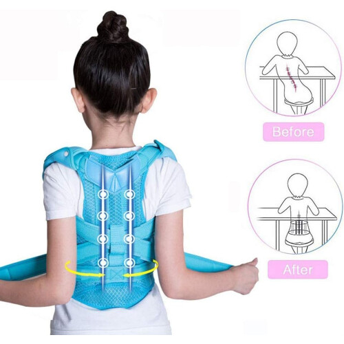Posture Corrector for Kids, Back Brace, Adjustable Lumbar Support, Blue M 2