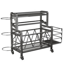 Gym Storage Rack With Wheels, Yoga Mat Holder Organizer, Floor Cart For Foam Rollers, Yoga Blocks, Resistance Bands