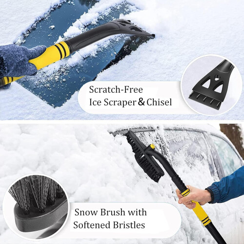 Ice scraper for Land Rover Defender/Freelander/Discovery, Retractable car ice scraper with brush 2