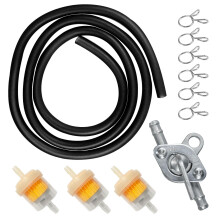 Fuel Line Hose Kit with Petcock Valve and Filters for 50cc250cc ATV Scooter Dirt Bike Black