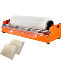 Manual stretch film wrap dispenser, packaging tool for pallet wrapping and warehouse use, film wrapper for food storage and packaging