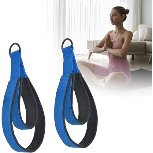 Double Loop Strap, 1 Pair Pilates Double Loop Belt Fitness Equipment Strap for Gym, Double Loop Pilates Strap Blue 1