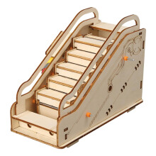 Electric Escalator Science Toy, Wooden Building Kit, Handmade Scientific Experiment Device