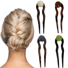 4Pcs French Hair Pins U Shaped Hair Pins Vintage Tortoise Shell Hair Forks for Secure Bun Hold