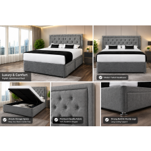(GREY, 6FT) RIO PLUSH DIVAN BED SET WITH 2 DRAWERS